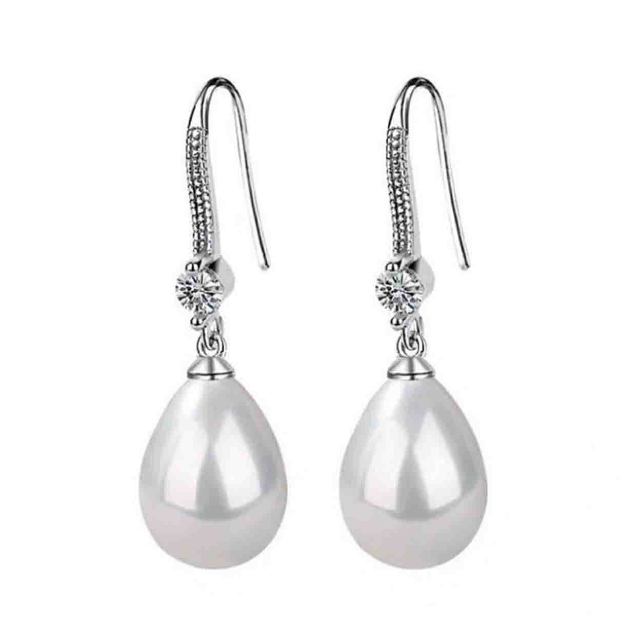 Crystal Pearl Drop Earrings Crystal Pearl Drop Earrings